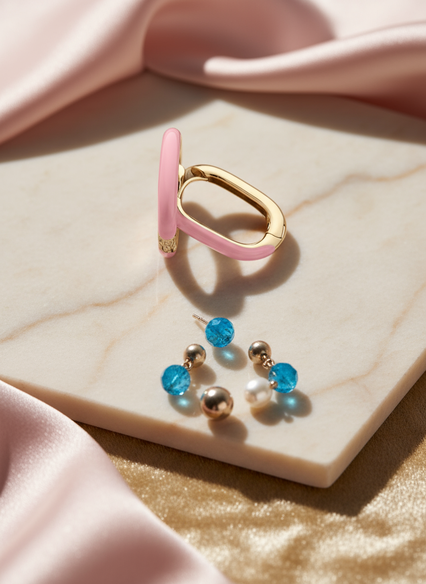 Geometric Enamel hoop earrings