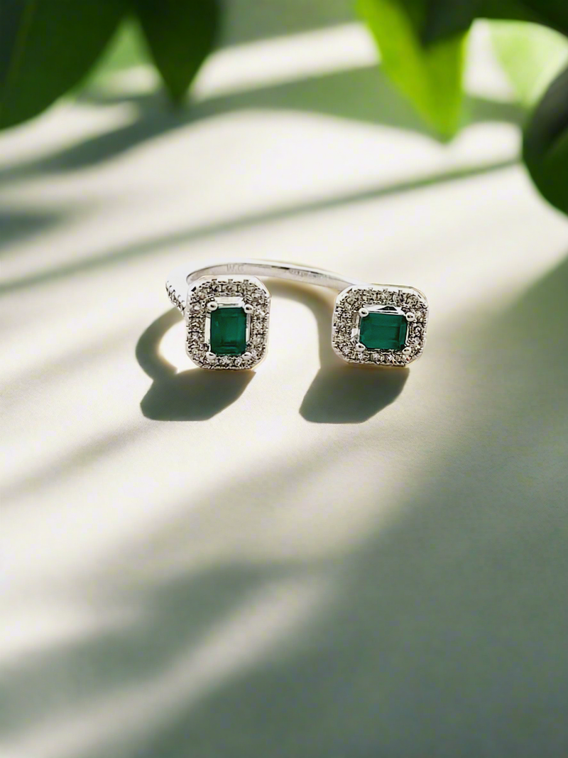 Crystal Two-Stone Open Ring