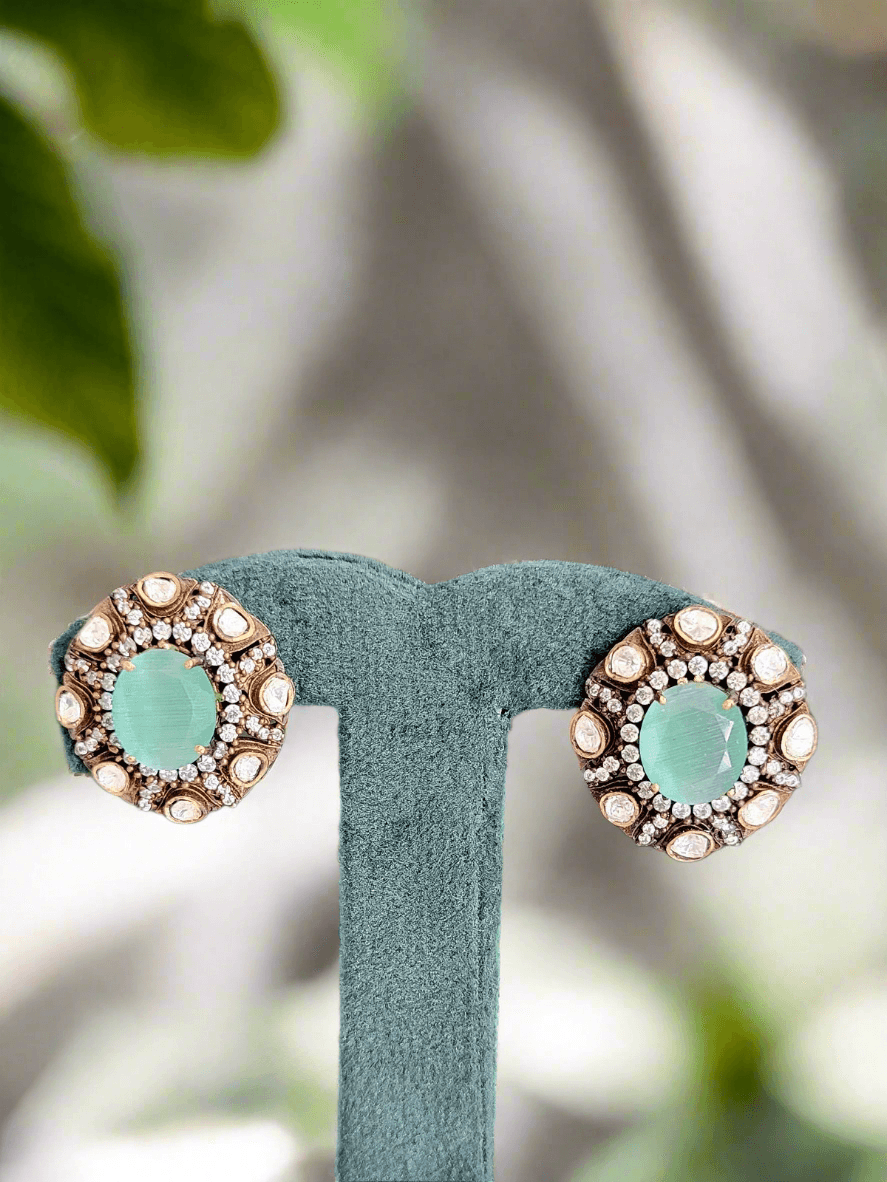 Regal Victorian Style Choker Set with Mint and Pearl Strands - Mirae 
