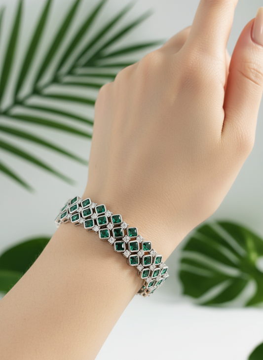 Diamond & Color stone link Bracelet