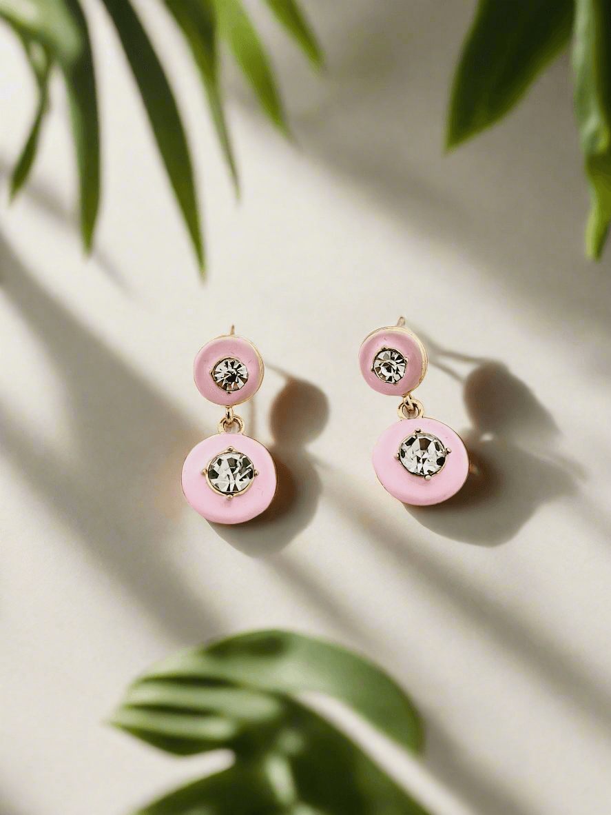 Enamel & Crystal Drop Earrings - Mirae 