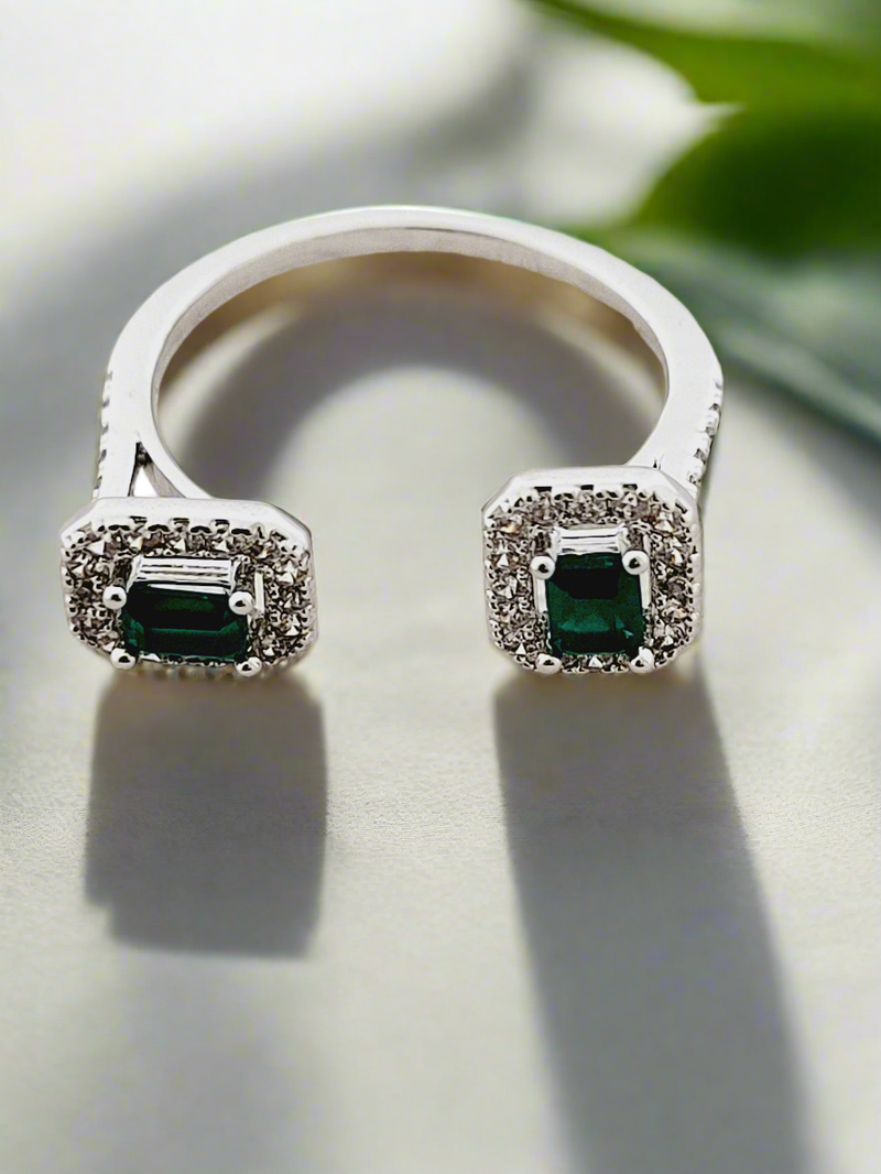 Crystal Two-Stone Open Ring