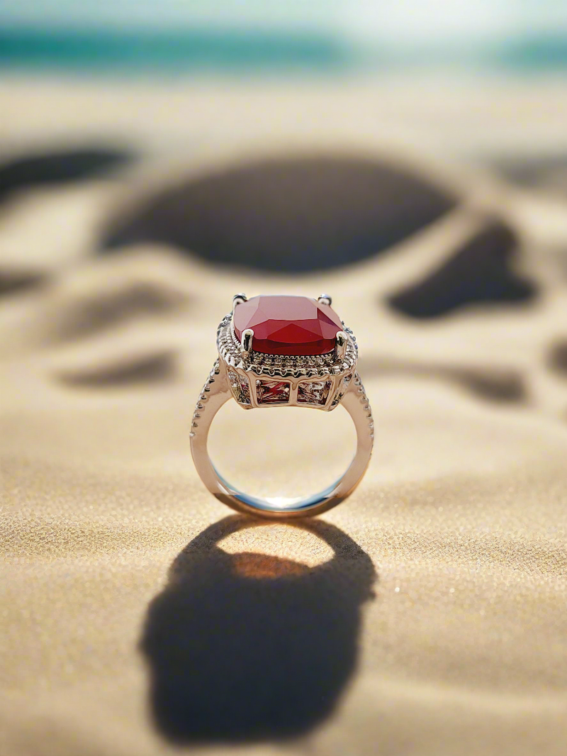 Gemstone Halo Ring