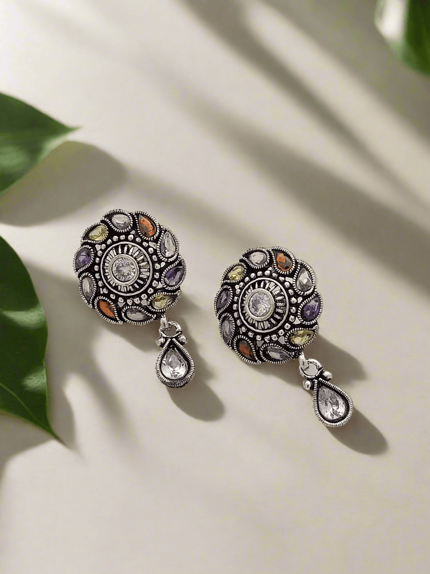 Oxidized multi colour earrings - Mirae 