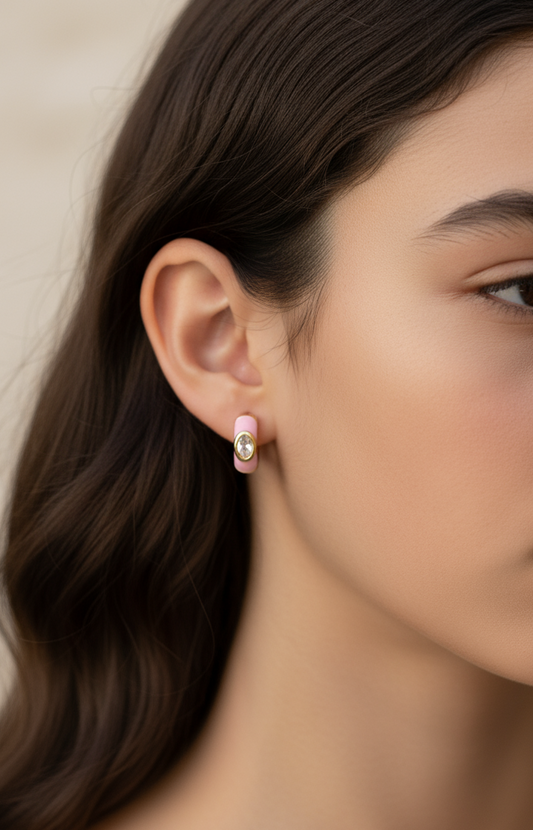 Enamel embellished hoop earrings