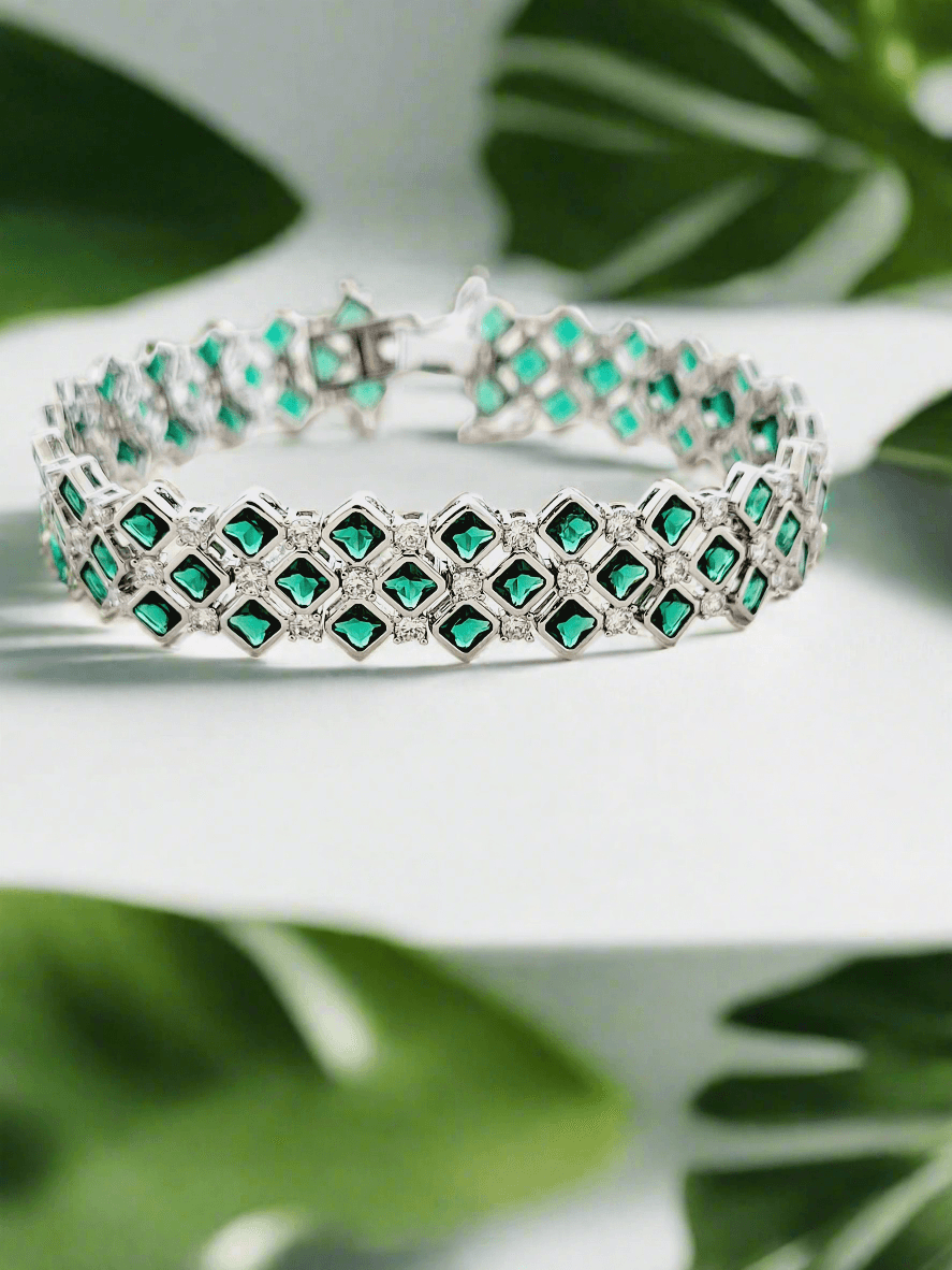 Diamond & Color stone link Bracelet - Mirae 