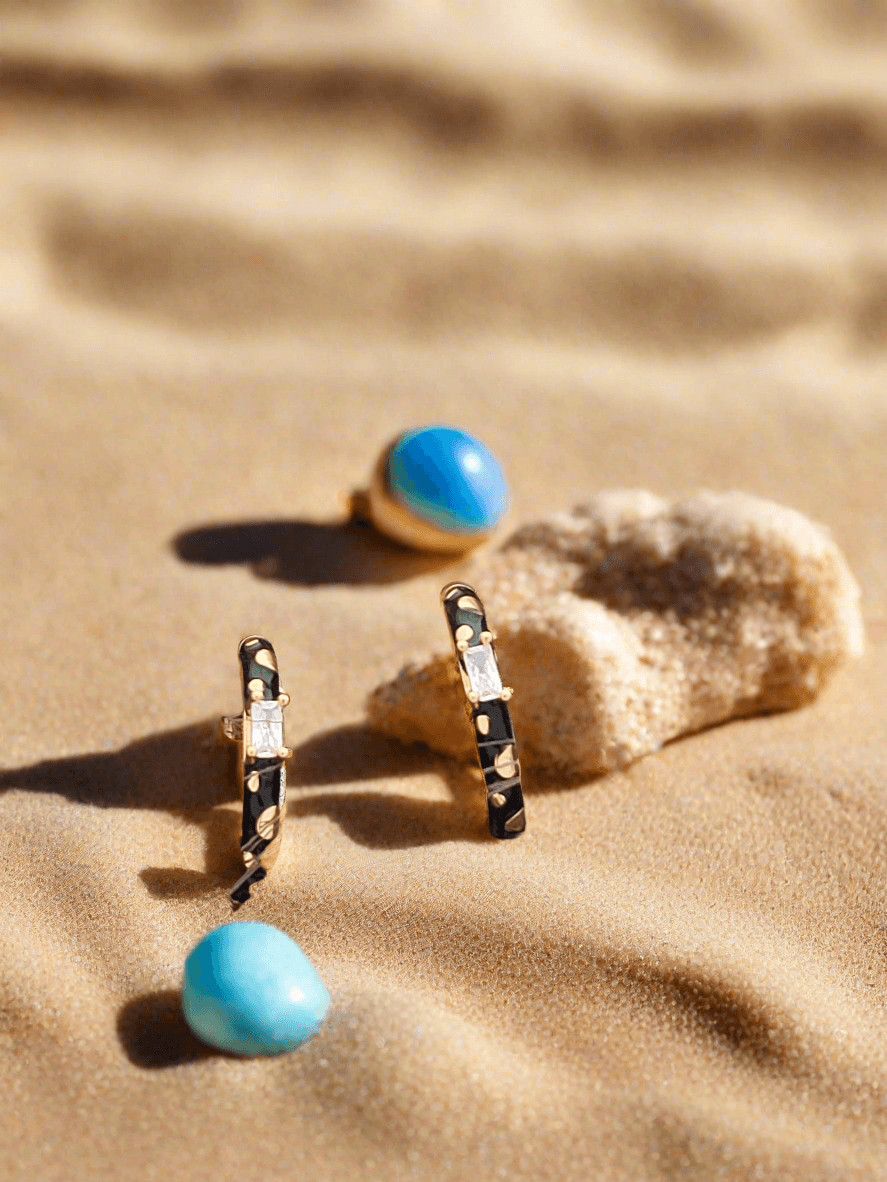 Enamel Embellished Hoop Earrings - Mirae 