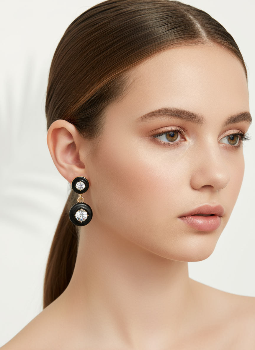 Enamel & Crystal Drop Earrings