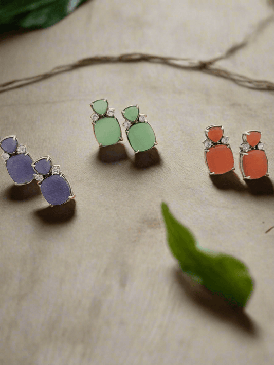 Pastel stones stud earrings - Mirae 