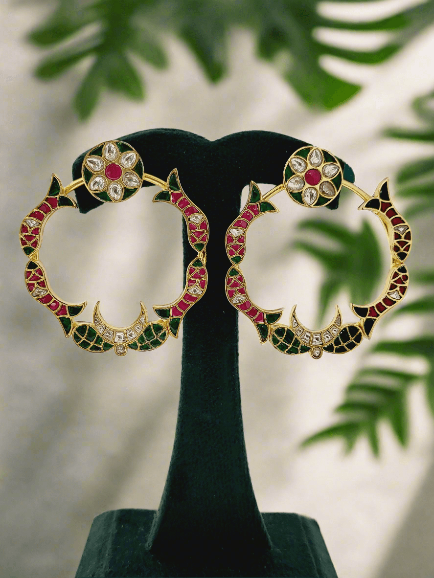 Pachi Kundan Colored Stone Hoop Earrings - Mirae 