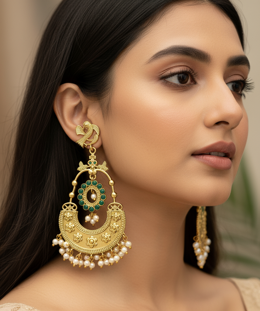 Gold-Toned Chandbali Earrings