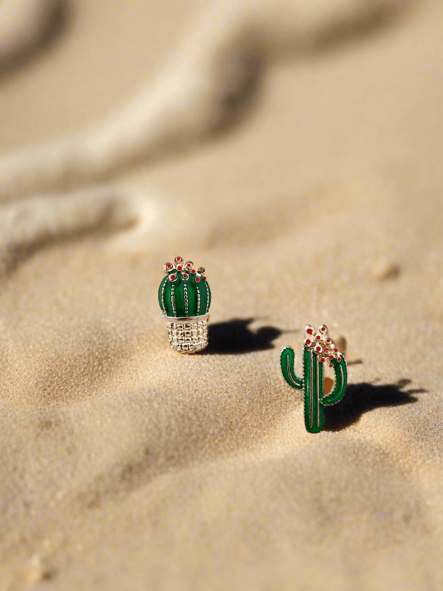 Cactus Bloom Mismatched Stud Earrings. - Mirae 