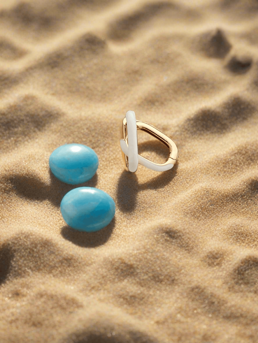 Geometric Enamel hoop earrings - Mirae 