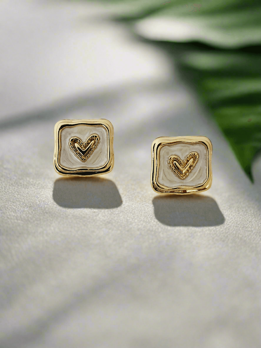 Gold and Enamel Stud Earrings - Mirae 