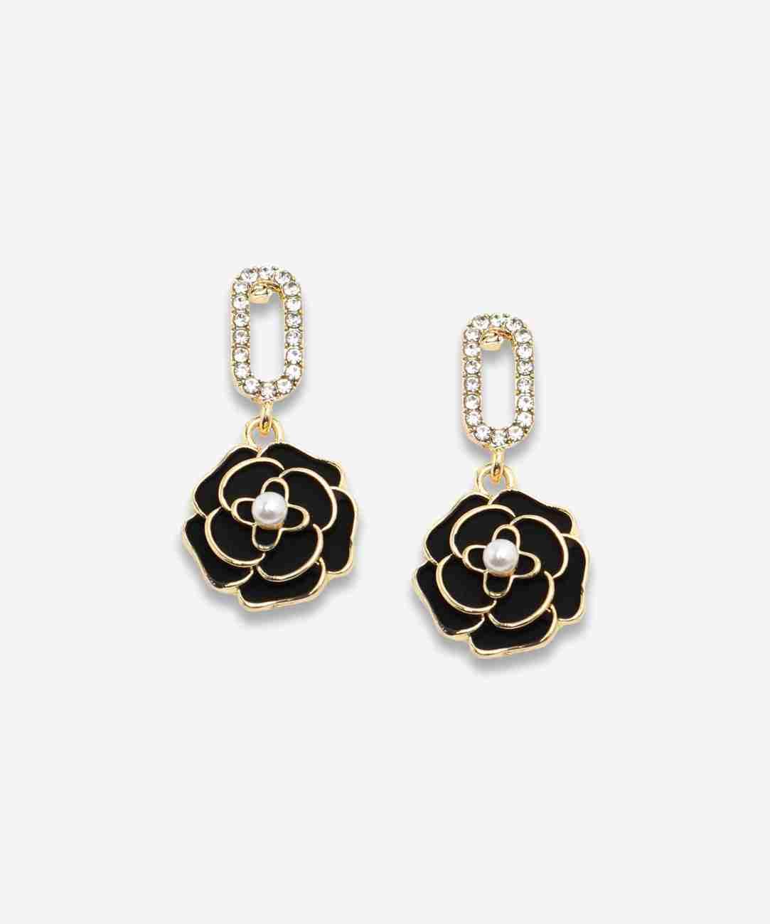 Enamel Flower drop earrings - Mirae 