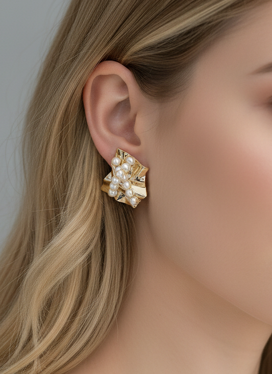The Gilded Pearl Abstract Earrings