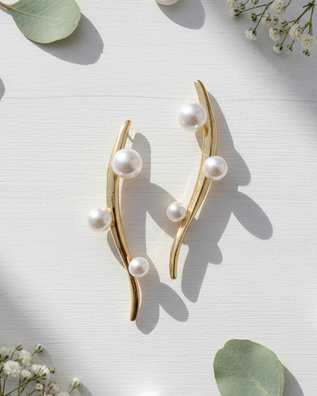 Elegant Pearl Vine Ear Climbers