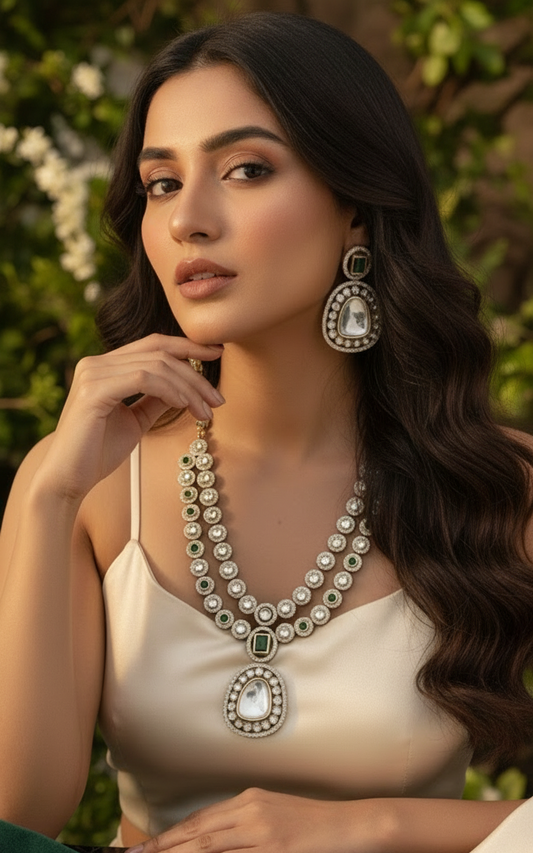 Opulent Layered Polki Style Necklace Set