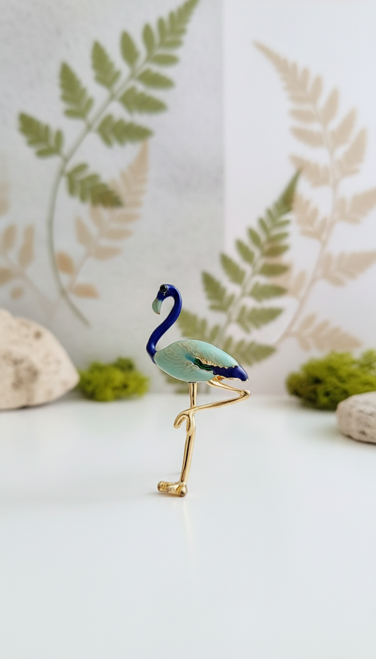 Aqua Teal & Navy Blue Enamel  Brooch Pin