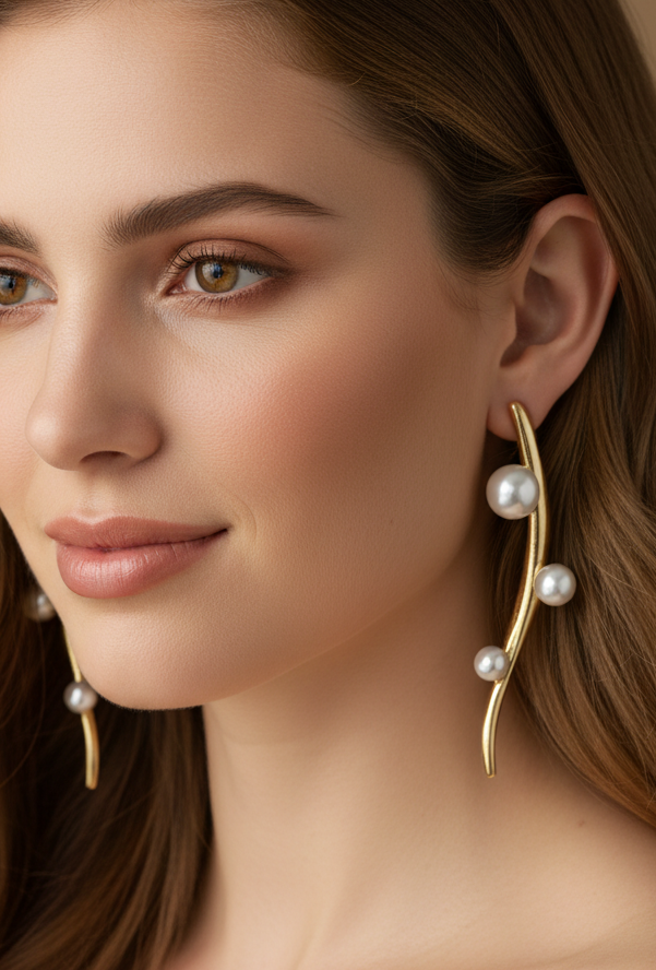 Elegant Pearl Vine Ear Climbers