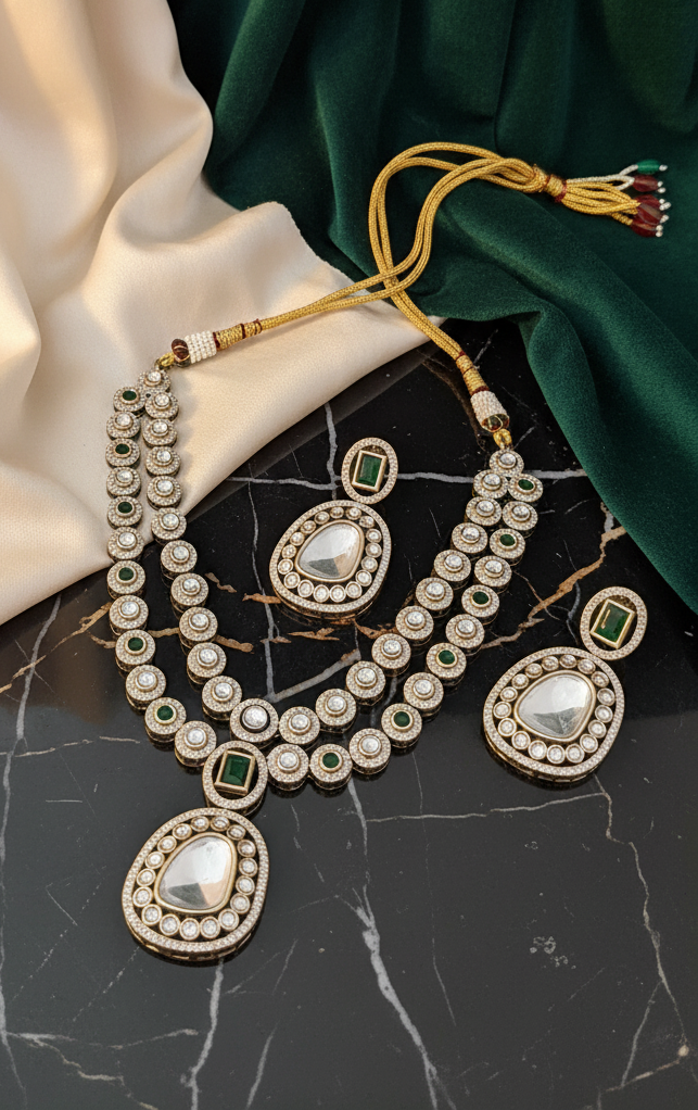 Opulent Layered Polki Style Necklace Set