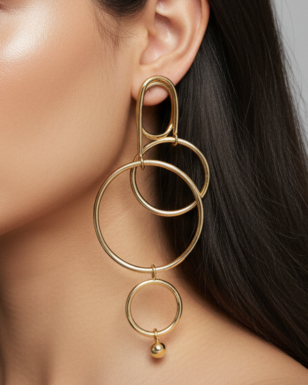 Geometric Linked Hoop Earrings
