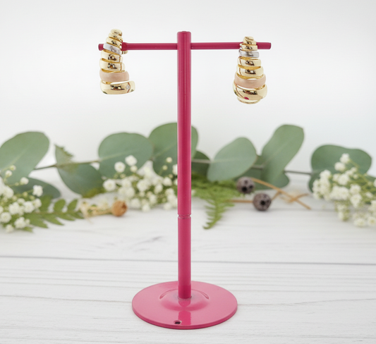 Trio-Tone Ribbed Shell Earrings