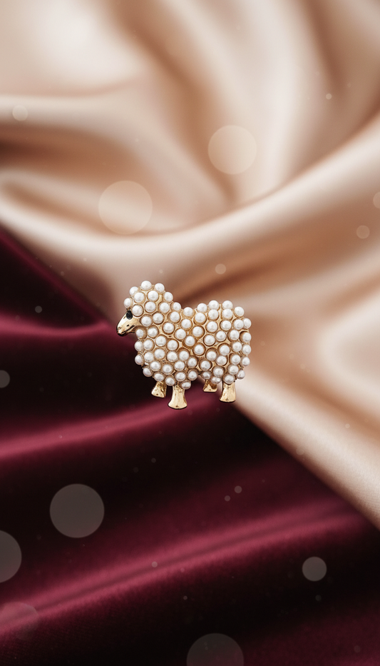 Pearl Embellished Sheep Brooch