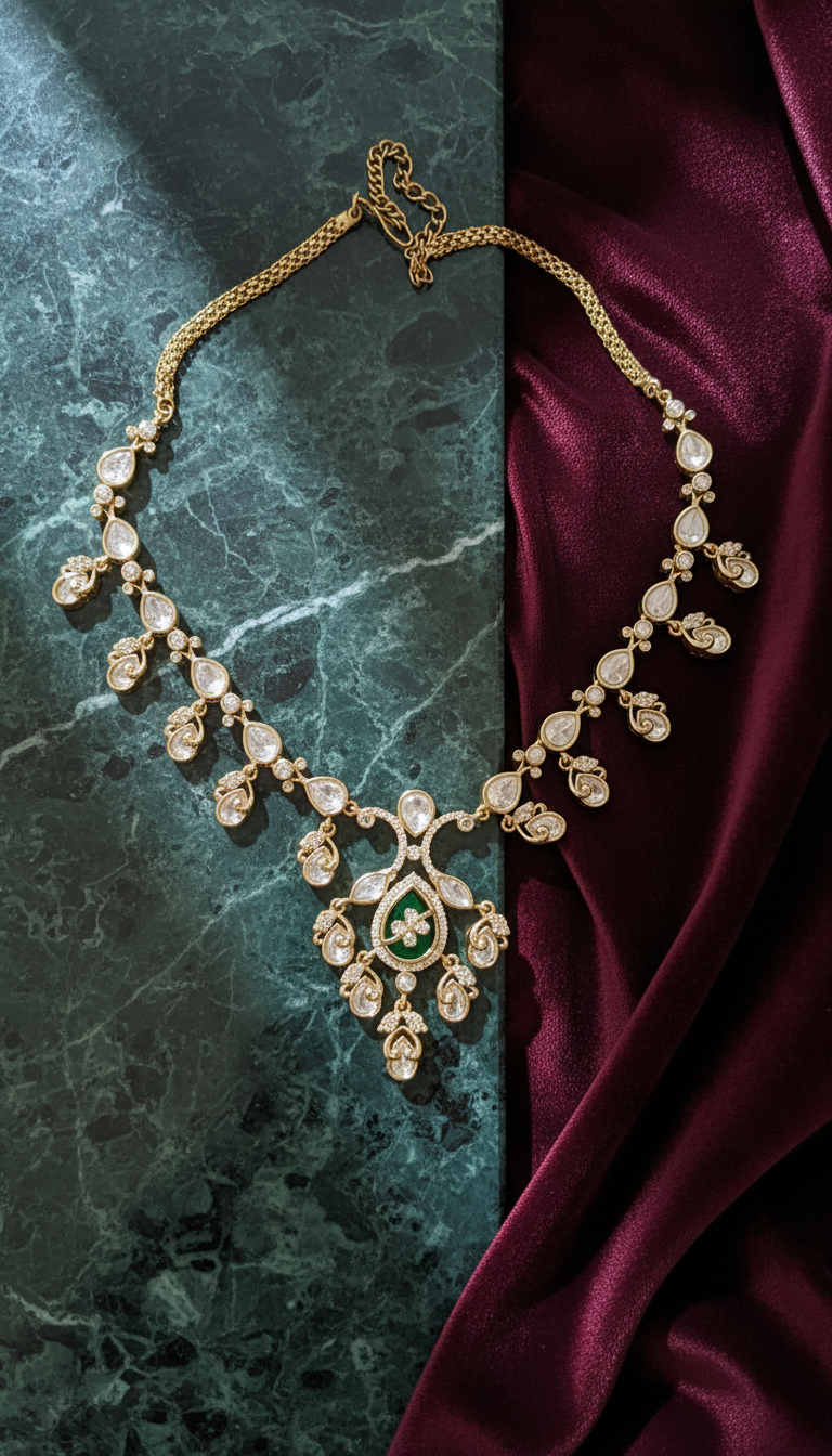 The Graceful Kundan Drop Necklace Set