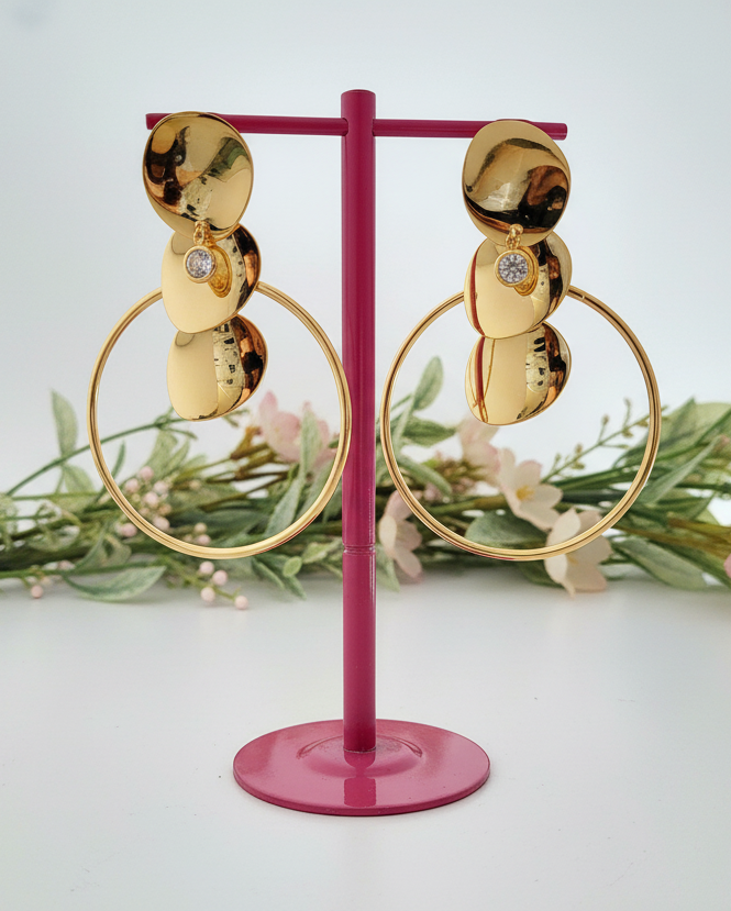 Gold Petal Hoop Earrings