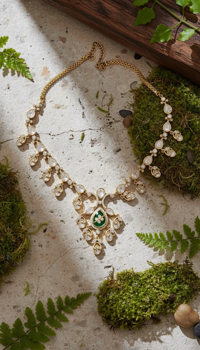 The Graceful Kundan Drop Necklace Set