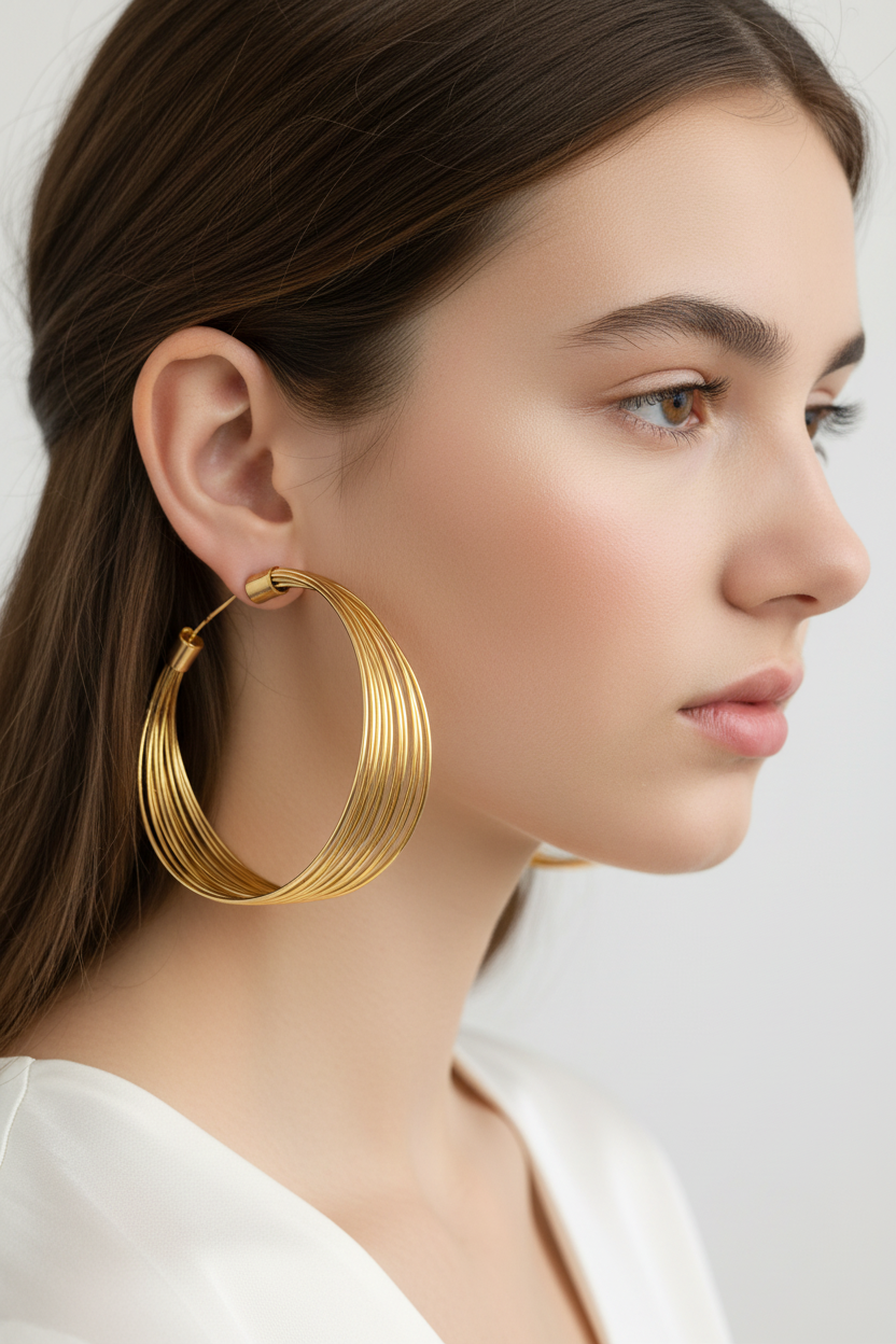 Sculptural Wavy Gold Hoops