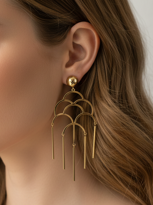 Art Deco Scalloped Drop Earrings