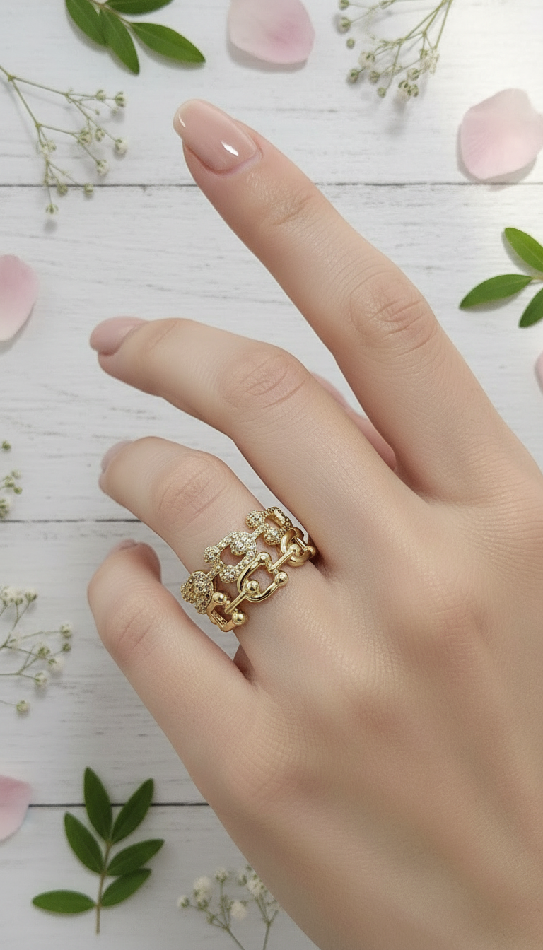 Sparkling Abstract Vine Cuff Ring