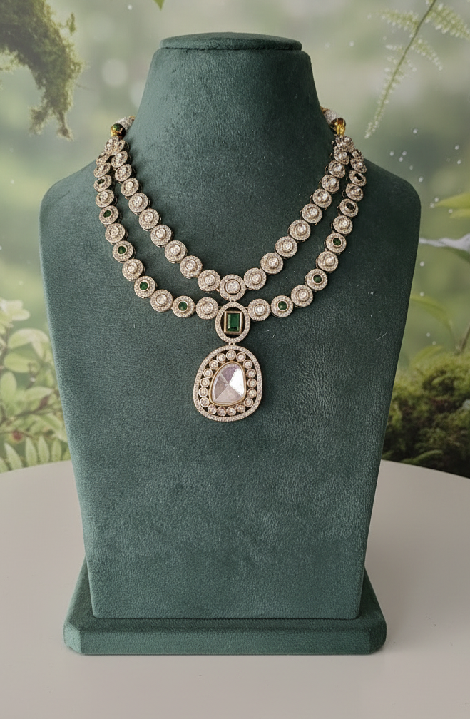 Opulent Layered Polki Style Necklace Set