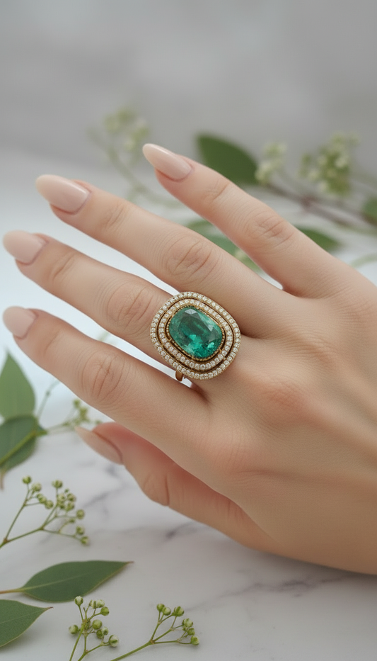 The Grand Cushion-Cut Emerald Statement Ring