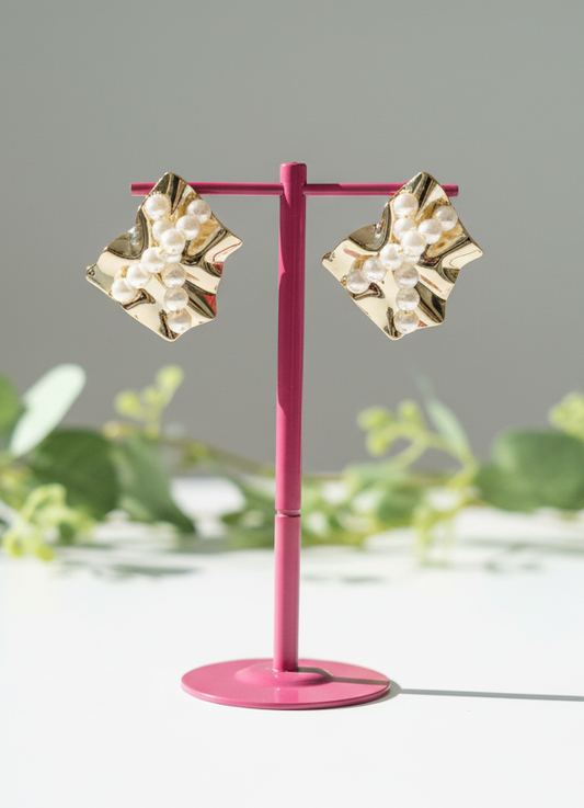 The Gilded Pearl Abstract Earrings
