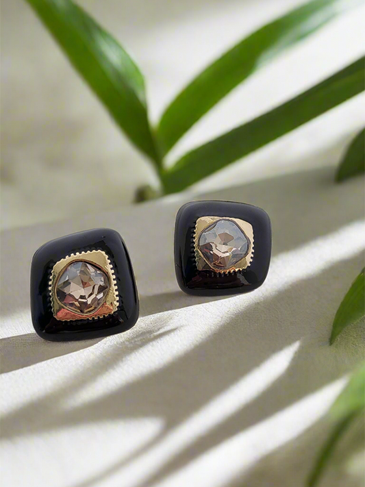 Black enamel studs