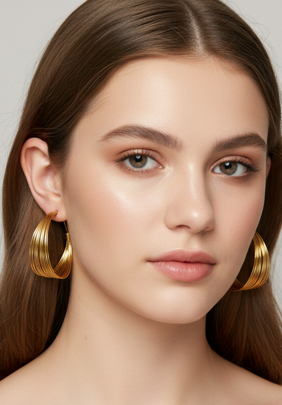 Sculptural Wavy Gold Hoops