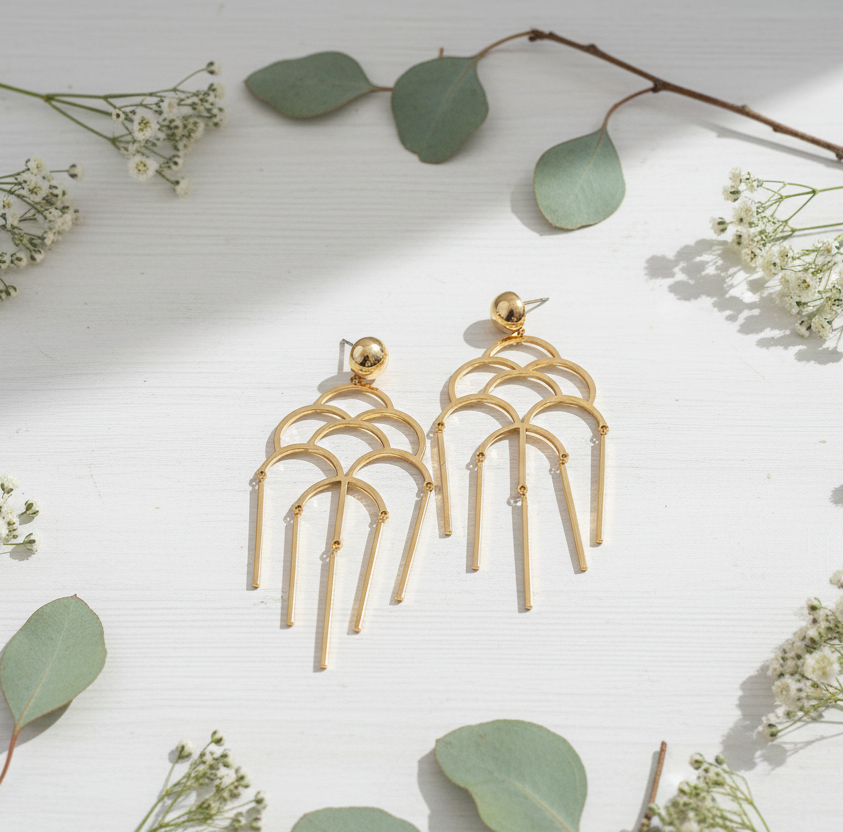 Art Deco Scalloped Drop Earrings