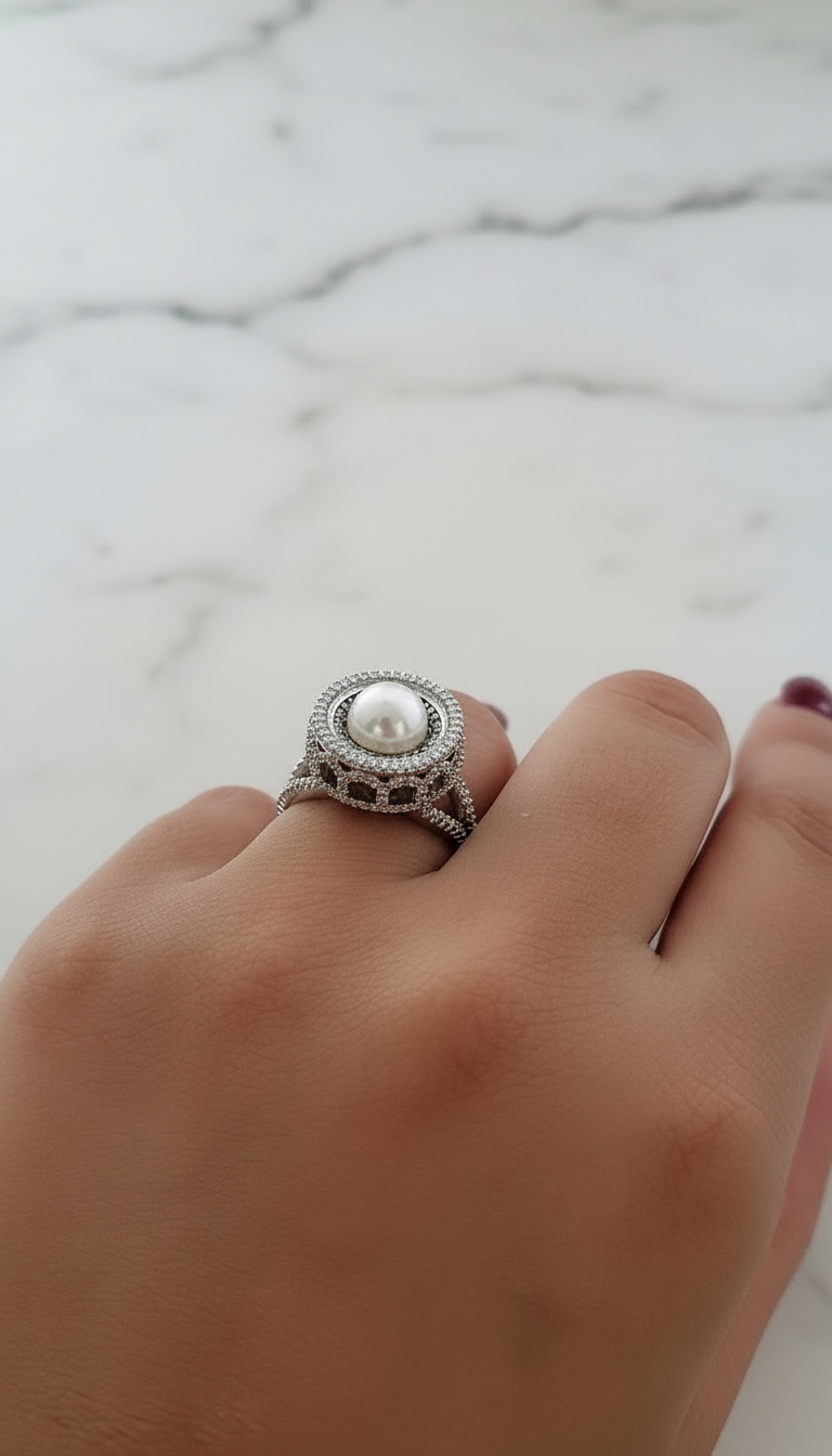 The Grand Pearl Halo Statement Ring