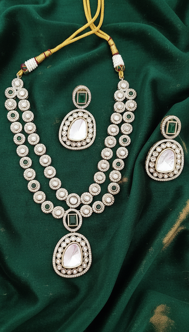 Opulent Layered Polki Style Necklace Set