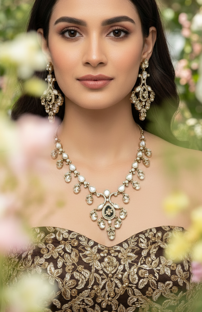 The Graceful Kundan Drop Necklace Set