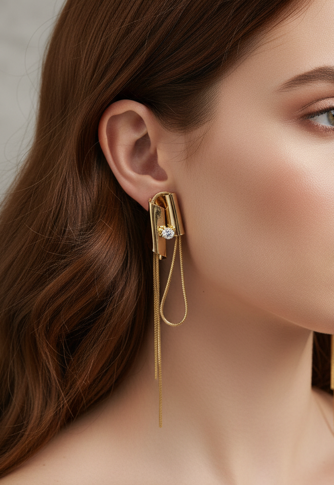 Architectural Cascade Dangle Earrings