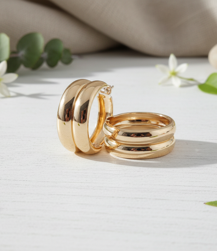 Chunky Double Gold Hoops