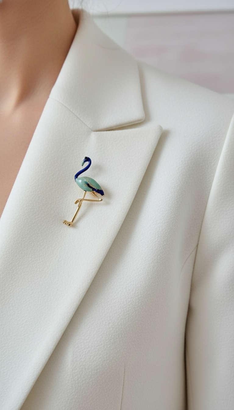 Aqua Teal & Navy Blue Enamel  Brooch Pin